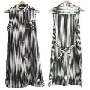 TOMMY HILFIGER / Striped Button Down Shirt Dress Cottagecore Belted Sz M
